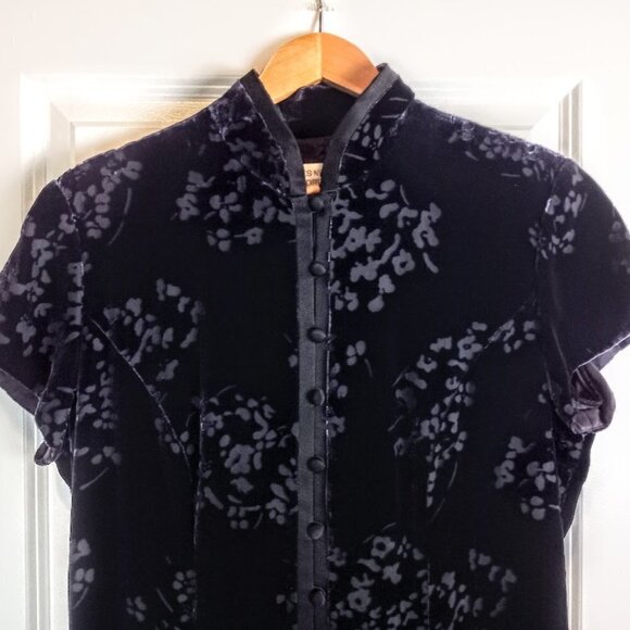 Jones New York Purple Velvet Burnout Silk Long Maxi Dress - Picture 4 of 6